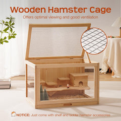 Mewoo hamster cage interior view with clear visibility for dwarf hamsters