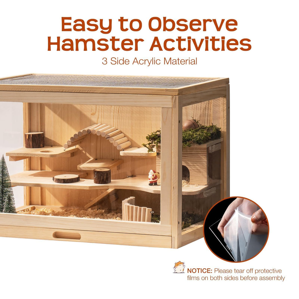 Mewoo hamster cage top mesh design promotes ventilation and airflow