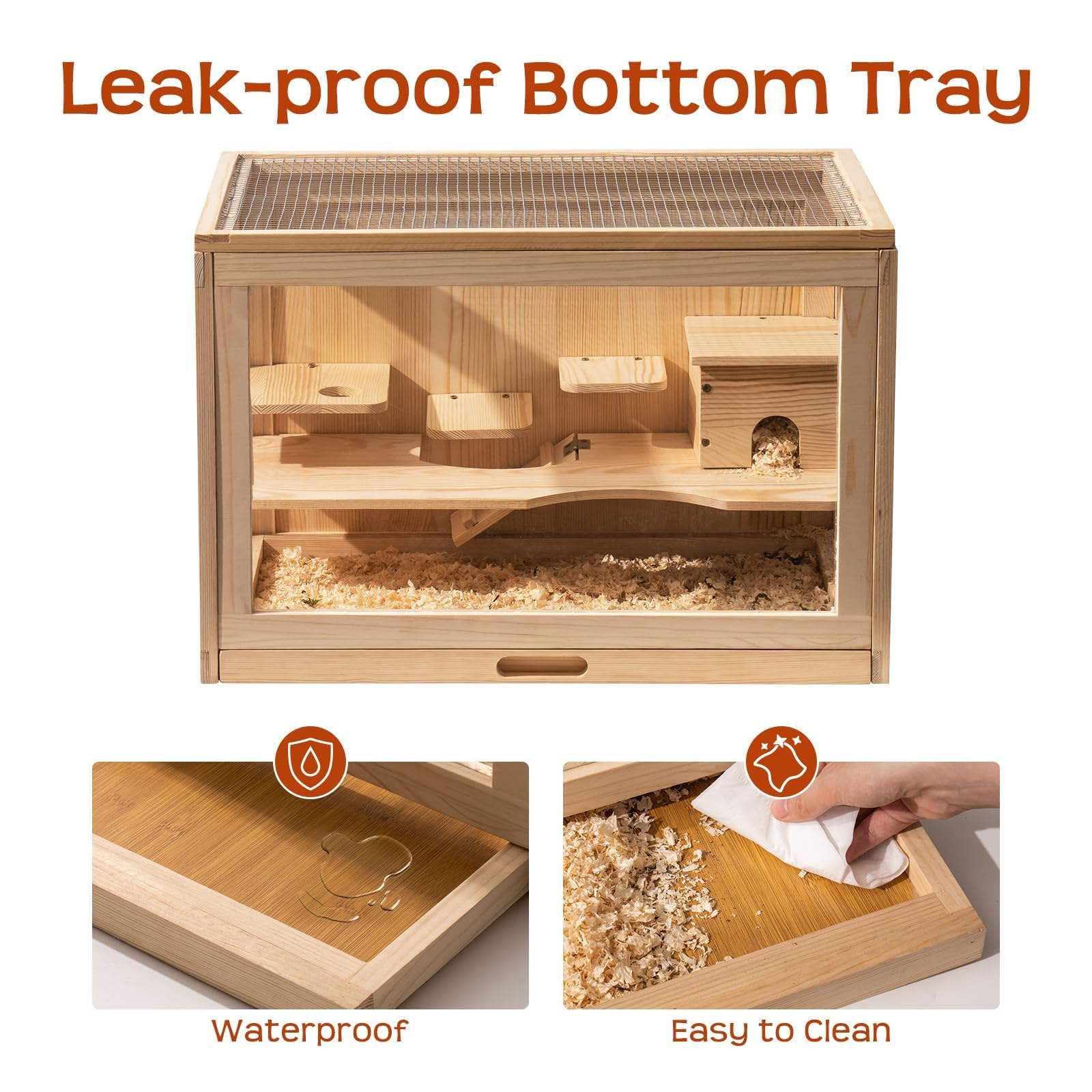 Mewoo two-tier habitat with pull-out tray for easier cleaning