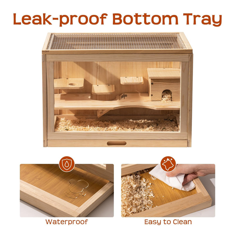 Mewoo two-tier habitat with pull-out tray for easier cleaning