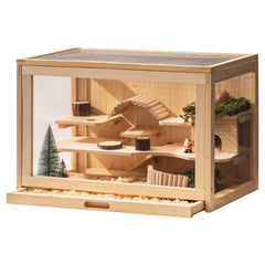 Mewoo wooden hamster cage two-tier design expands play space for active dwarfs