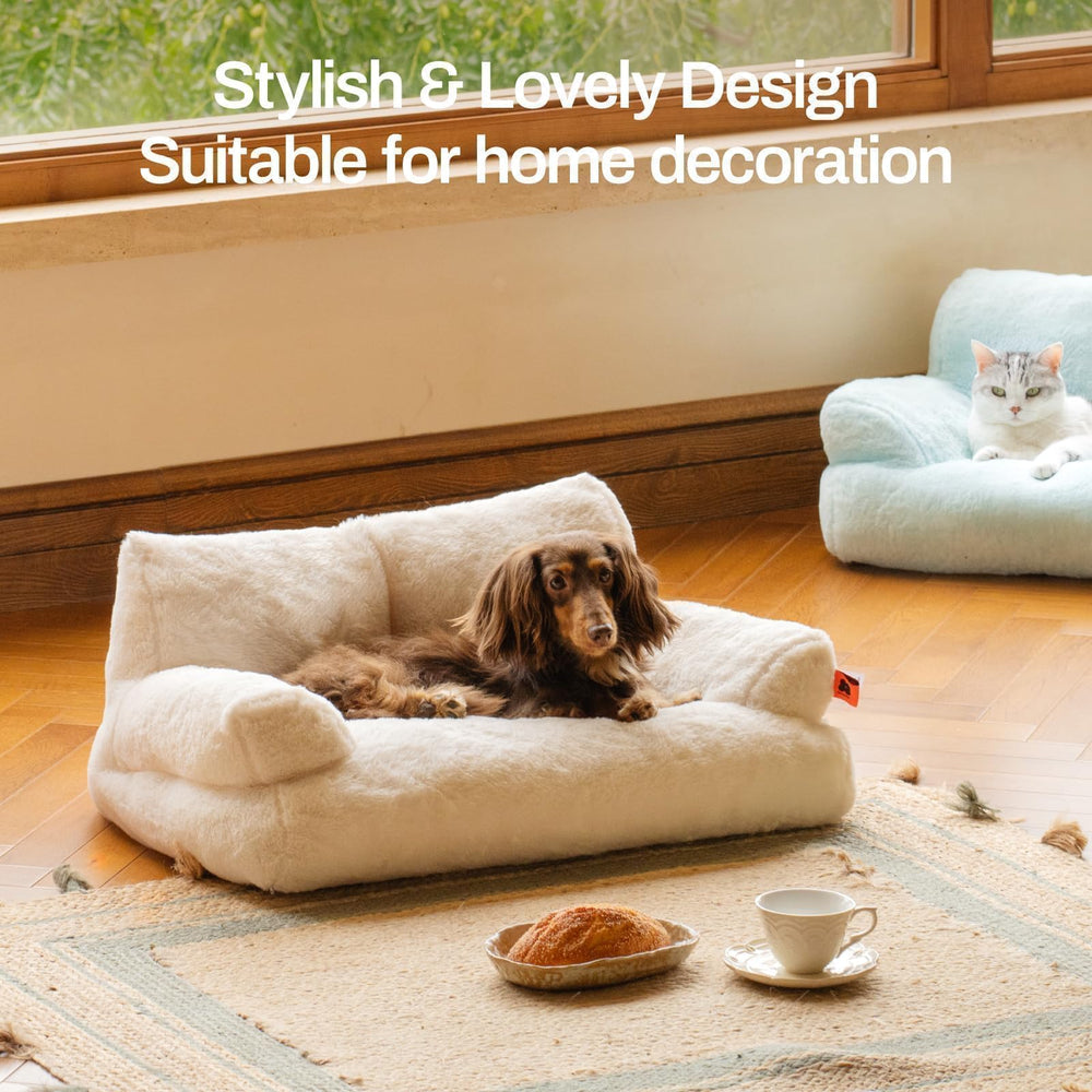 MEWOOFUN cat bed shown in a cozy room setup for pets