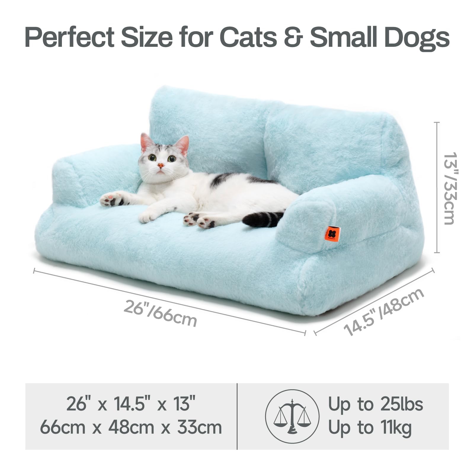 MEWOOFUN cat bed blue dimensions 26x14.5x13 inches fit for small-to-medium pets