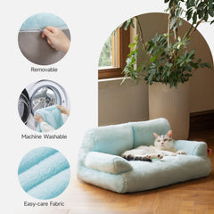 MEWOOFUN cat bed blue non-slip bottom keeps surfaces secure on smooth floors