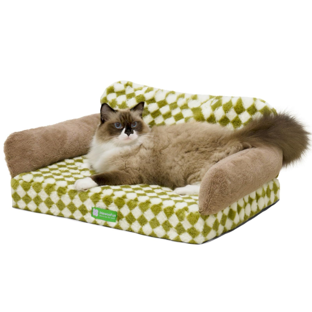 MEWOOFUN cat bed medium green with egg-crate foam for cushioned comfort
