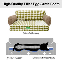 MEWOOFUN cat bed non-slip bottom green reduces movement on slick floors