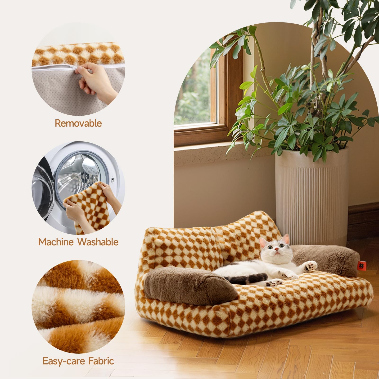 MEWOOFUN cat bed non-slip bottom—stable surface on smooth floors