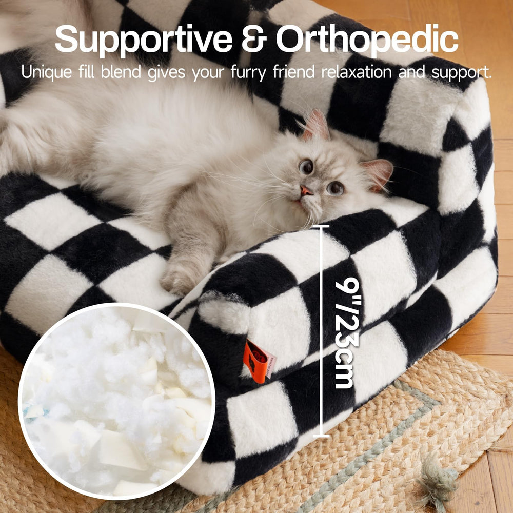 MEWOOFUN cat bed non-slip bottom keeps bed in place on slick floors