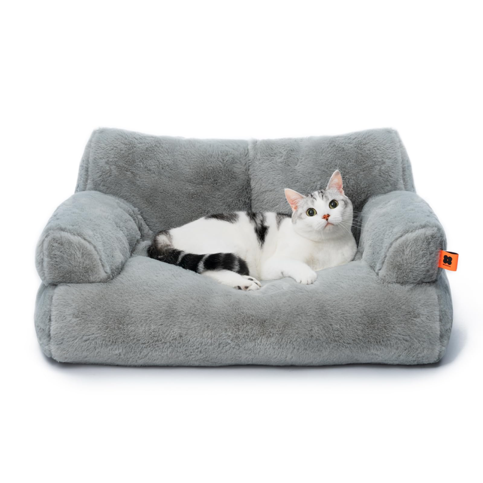 MEWOOFUN cat bed removable cover grey for easy washing and quick cleaning