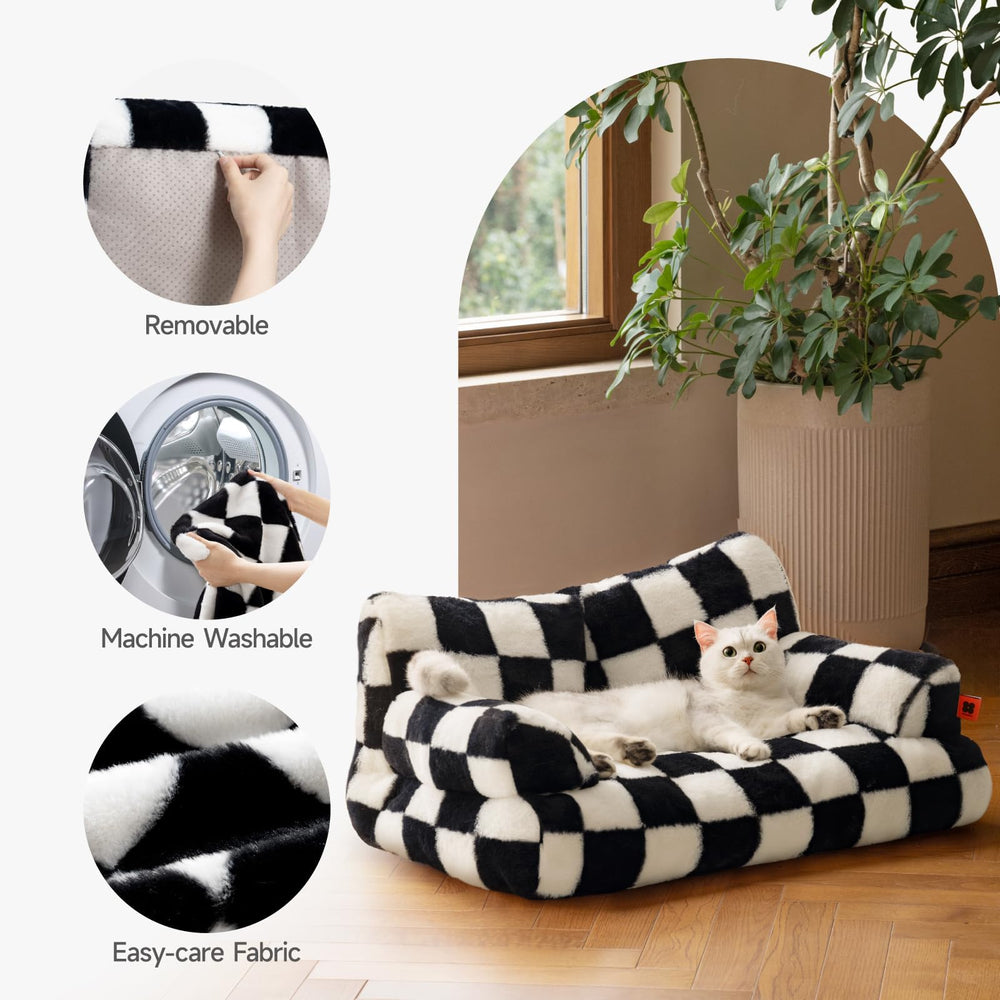 MEWOOFUN cat bed removable cover simplifies machine washing and quick cleanup