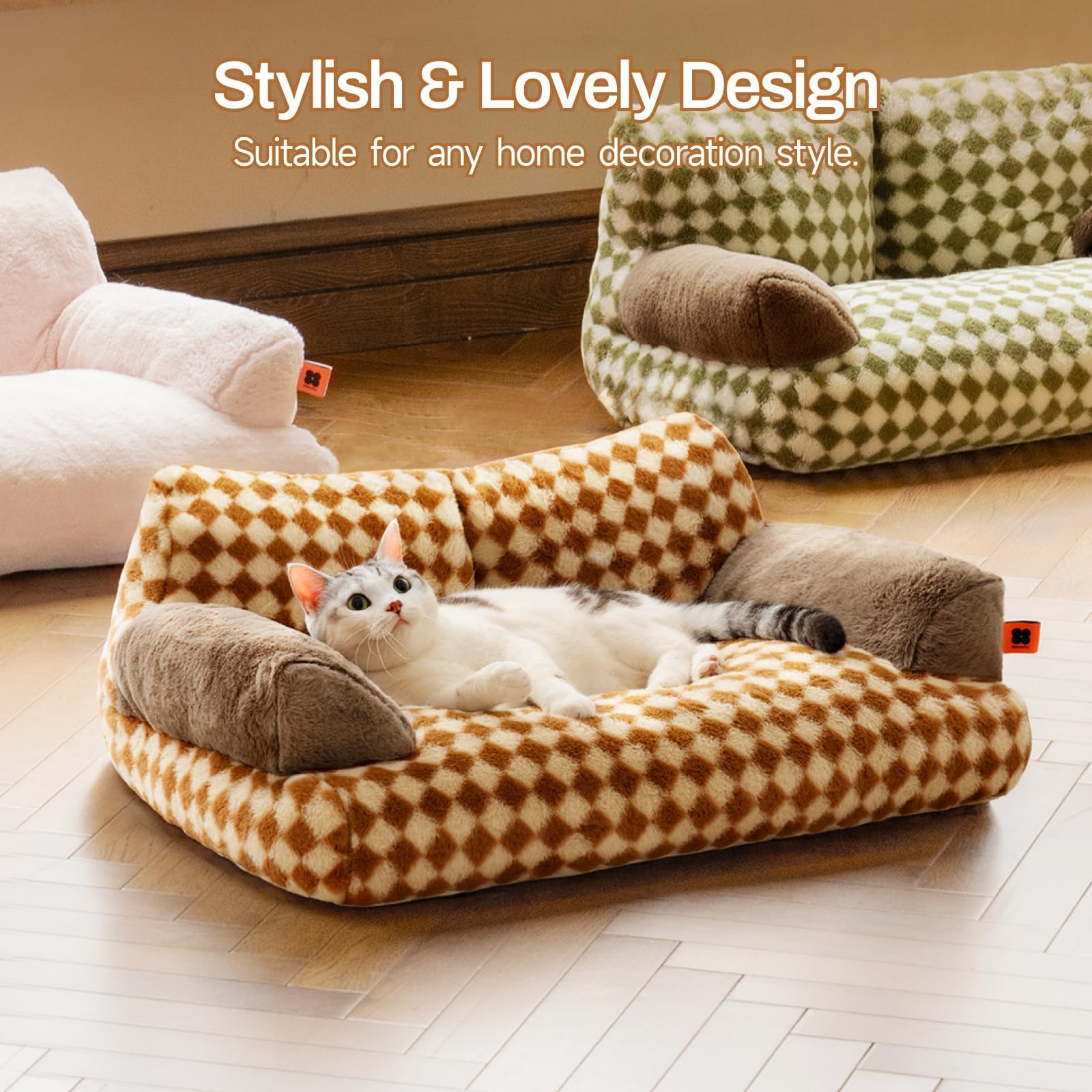 MEWOOFUN cat bed size 26-19-13 inches—fits small to medium pets