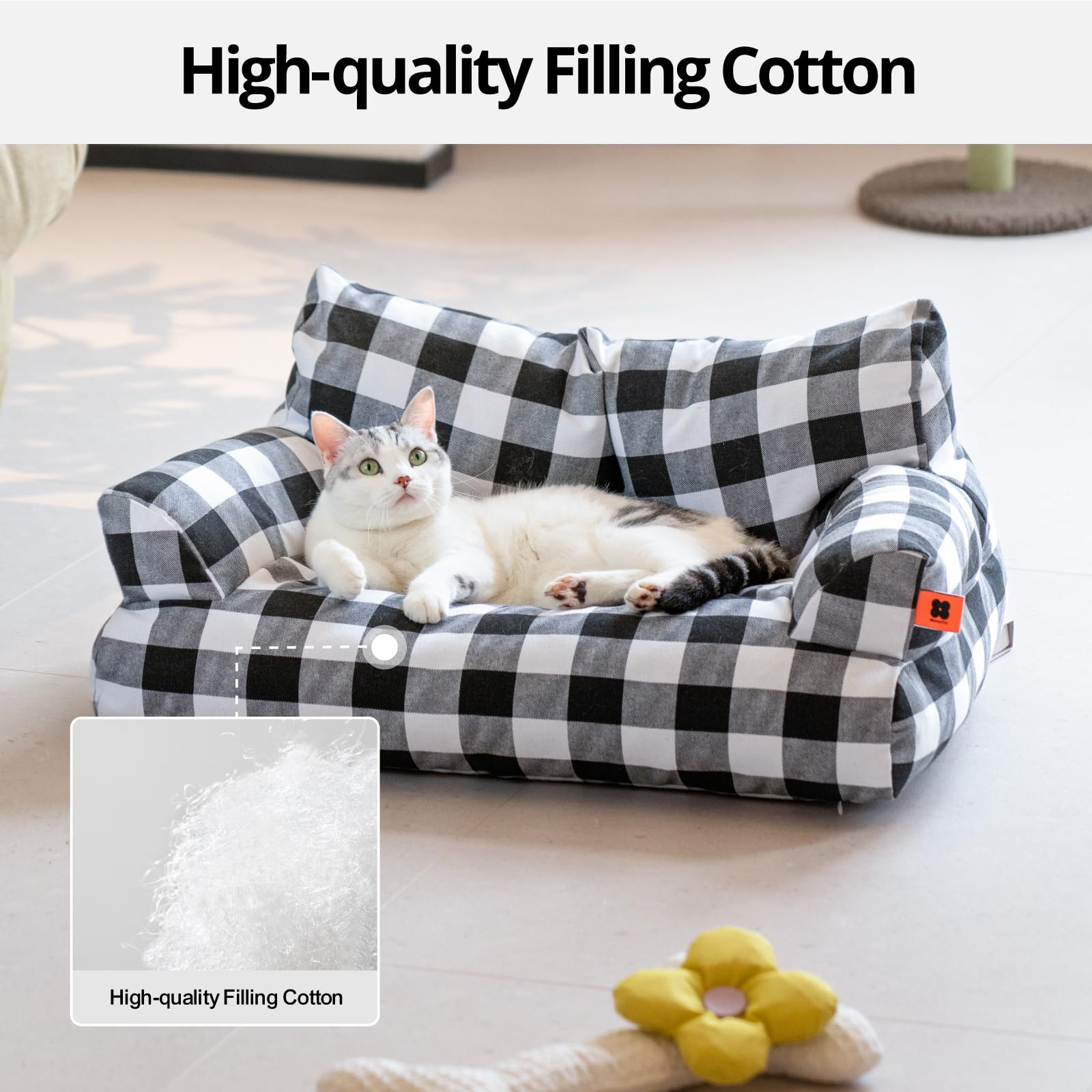 MEWOOFUN cat couch features nonskid bottom for stable lounging on any floor.