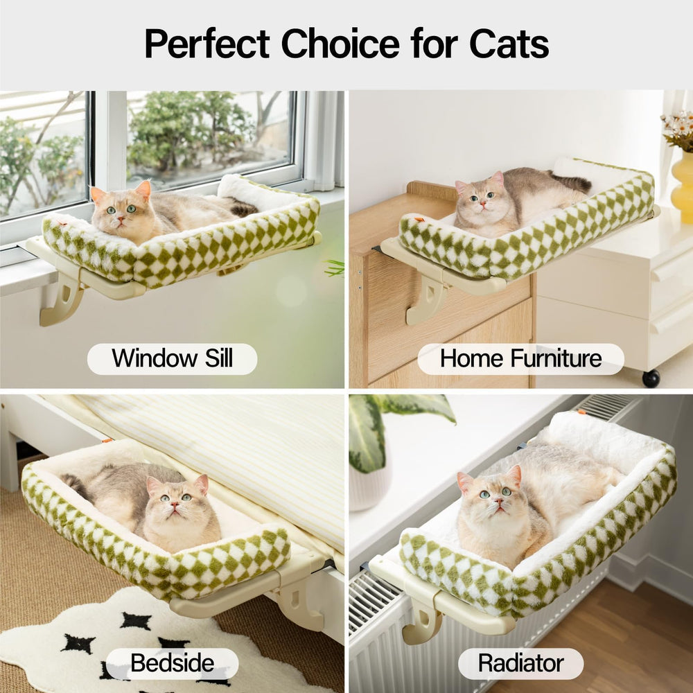 MEWOOFUN bedside use image shows cats enjoying companionship and cozy evenings