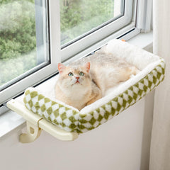MEWOOFUN cat window sill perch large front view shows secure mounting for peaceful sunbathing