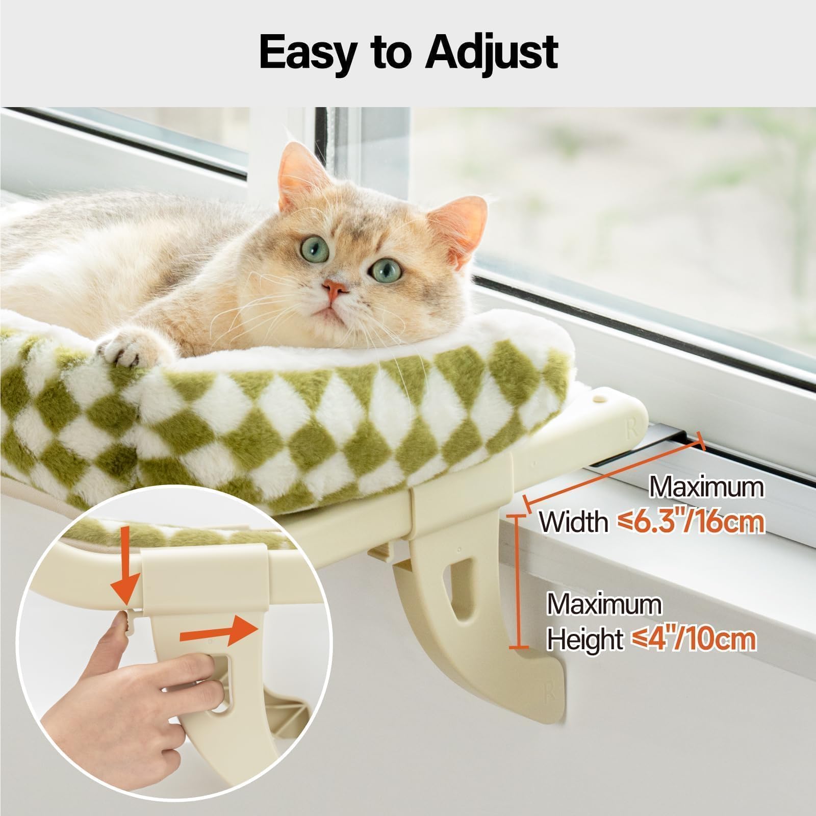 MEWOOFUN cat window perch large side view highlights sturdy frame for safe lounging