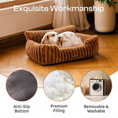 MEWOOFUN Dog Couch Bed dog-on-bed scene illustrates versatile lounging use