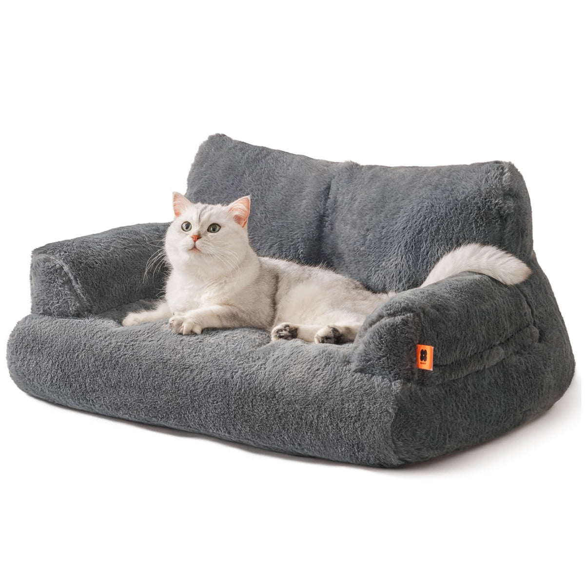 MEWOOFUN dog couch with soft fluffy surface for cozy naps.