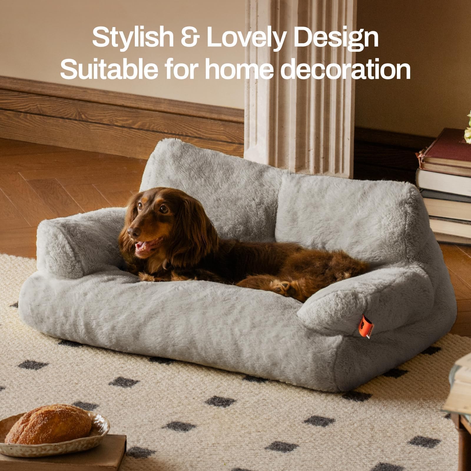 MEWOOFUN soft fluffy pet sofa grey invites cozy lounging for small pets