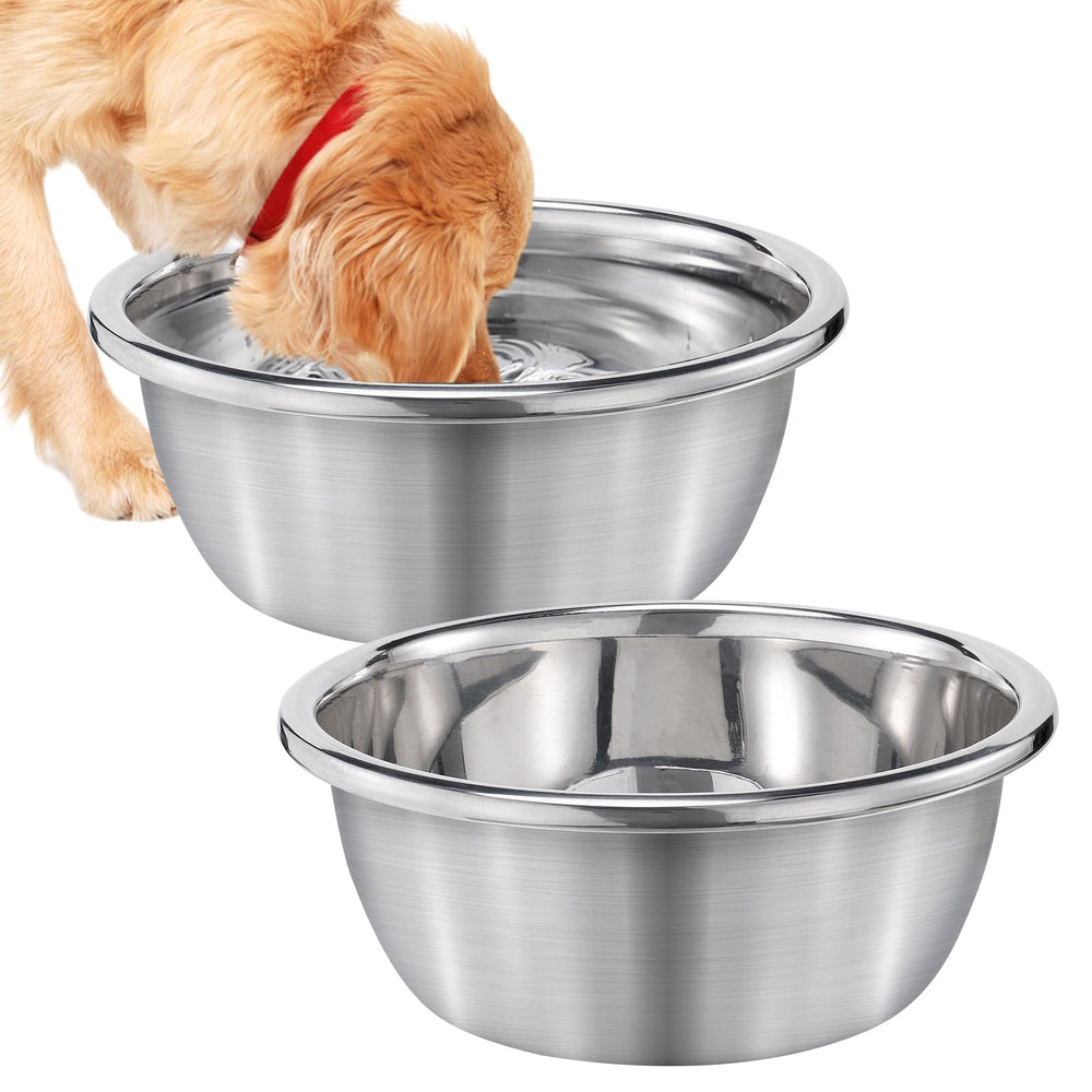 Mewtogo 2pcs 1-3 gallon dog bowls in use, ample water for large breeds