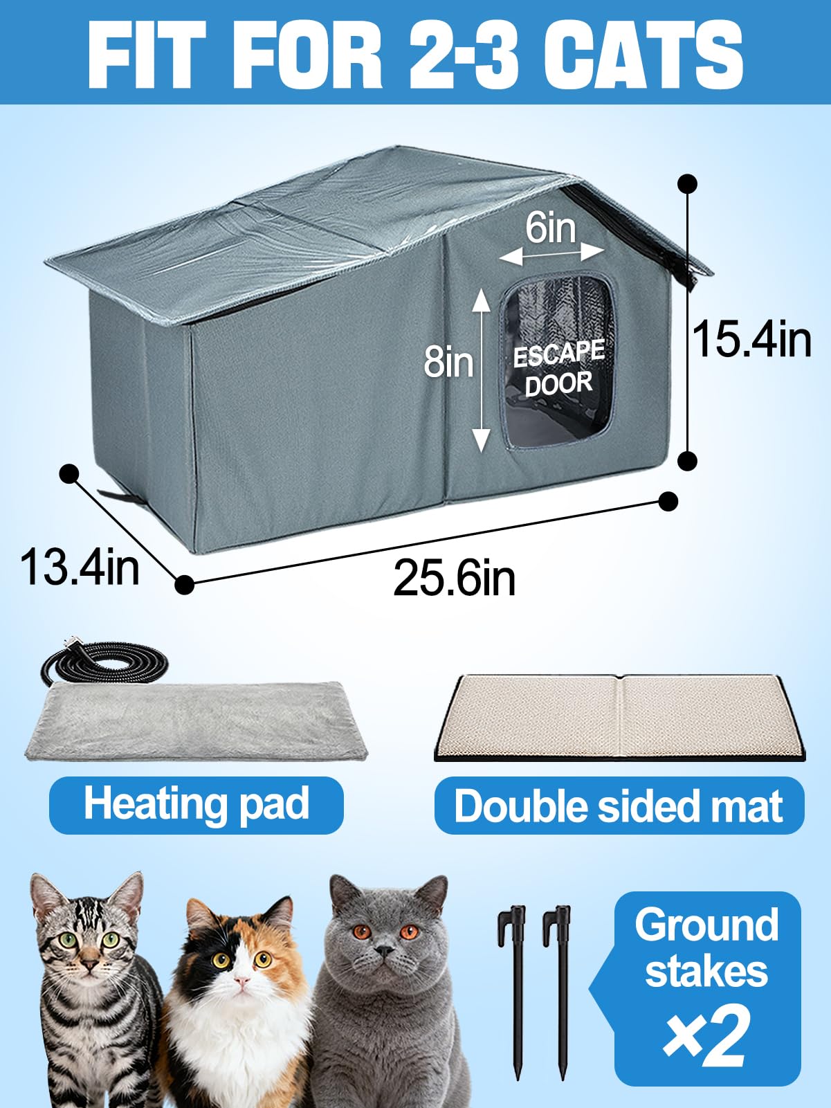 MEWTOGO all-season cat house suitable for yard, porch, or indoors.