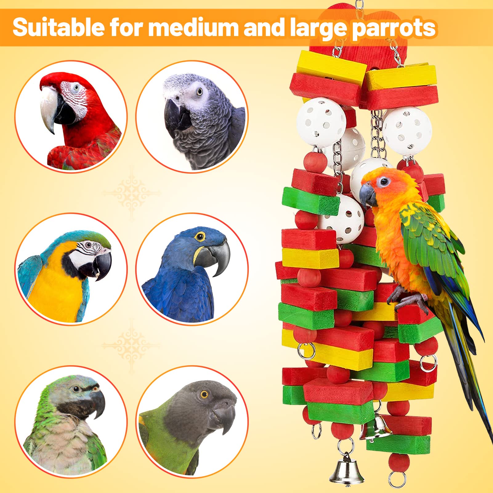 MEWTOGO block toy aids preening and natural wear during play.