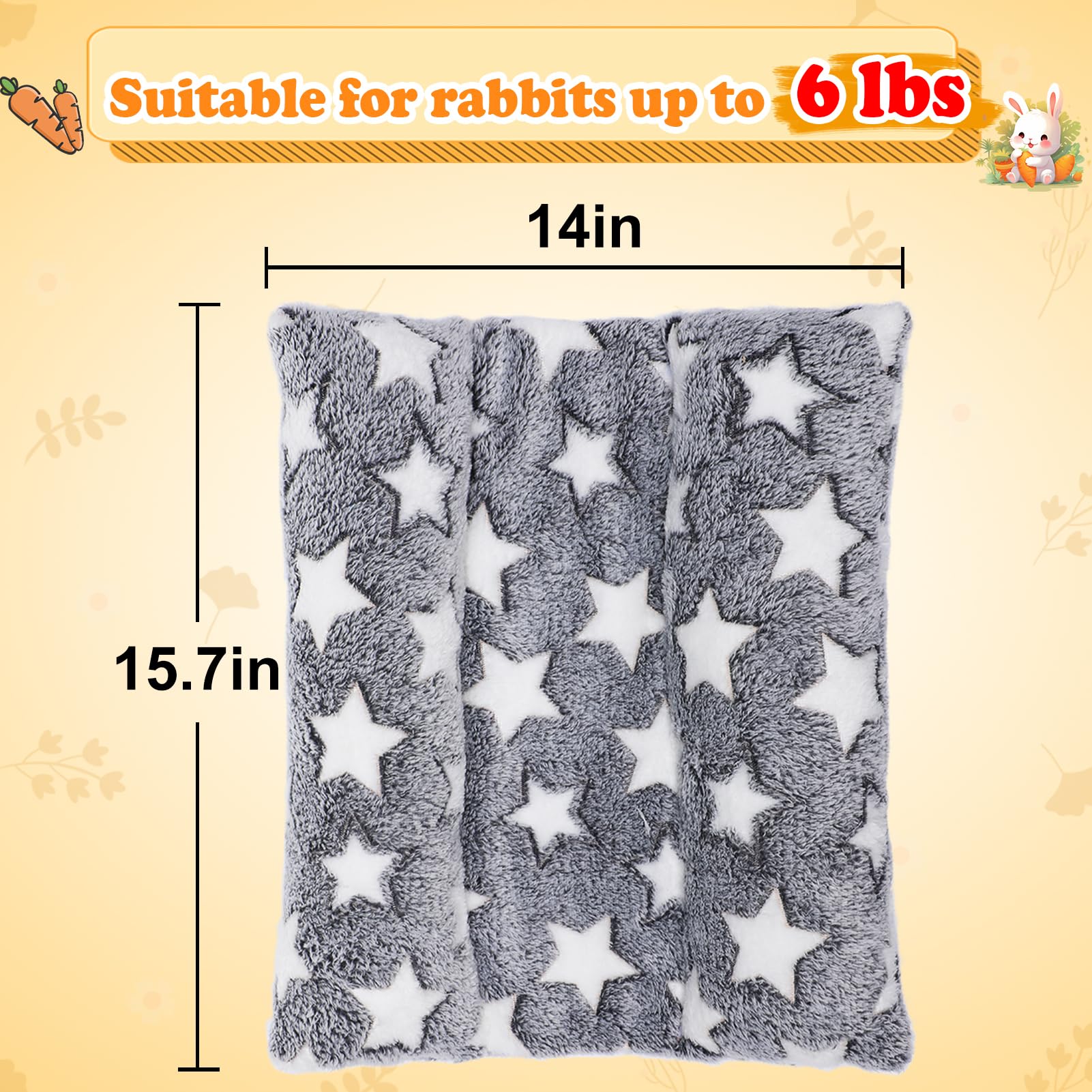 MEWTOGO bunny bed gray-star size-check confirms 15.7 x 14 inch fit for small pets.
