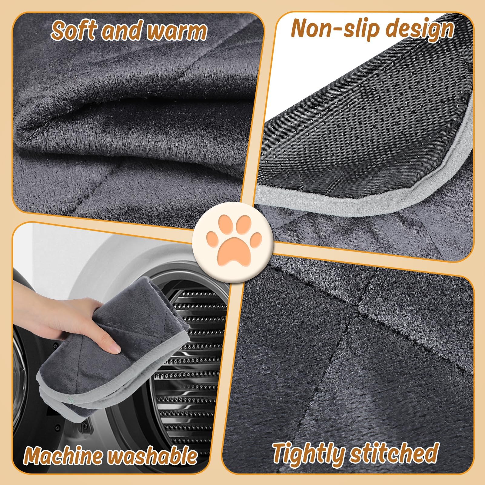 MEWTOGO cat bed mat anti-slip bottom image focuses on stays in place.