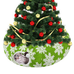 MEWTOGO cat tunnel around a Christmas tree protects decorations while inviting playful exploration