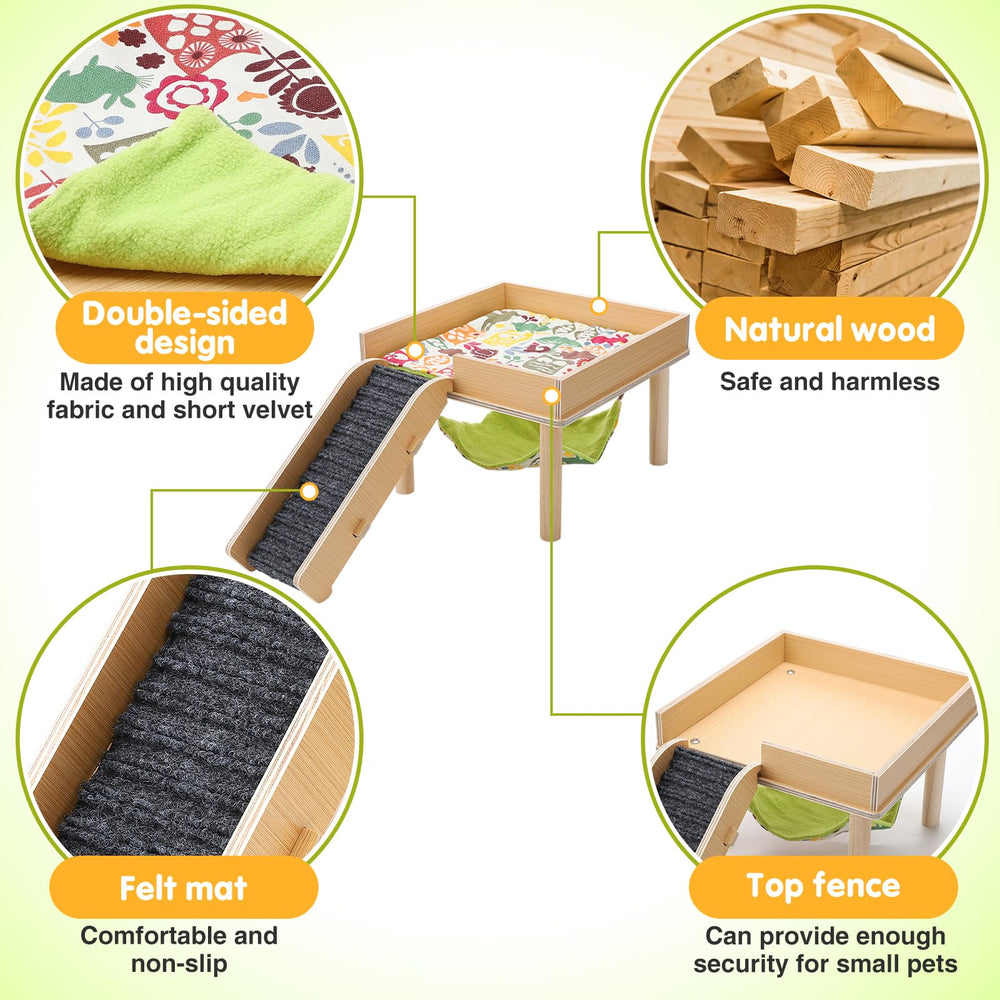 MEWTOGO guinea pig hideout stairs with gray mat invite climbing and exploration.