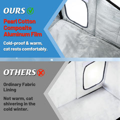 MEWTOGO heated cat house pad delivering warm comfort for winter months.
