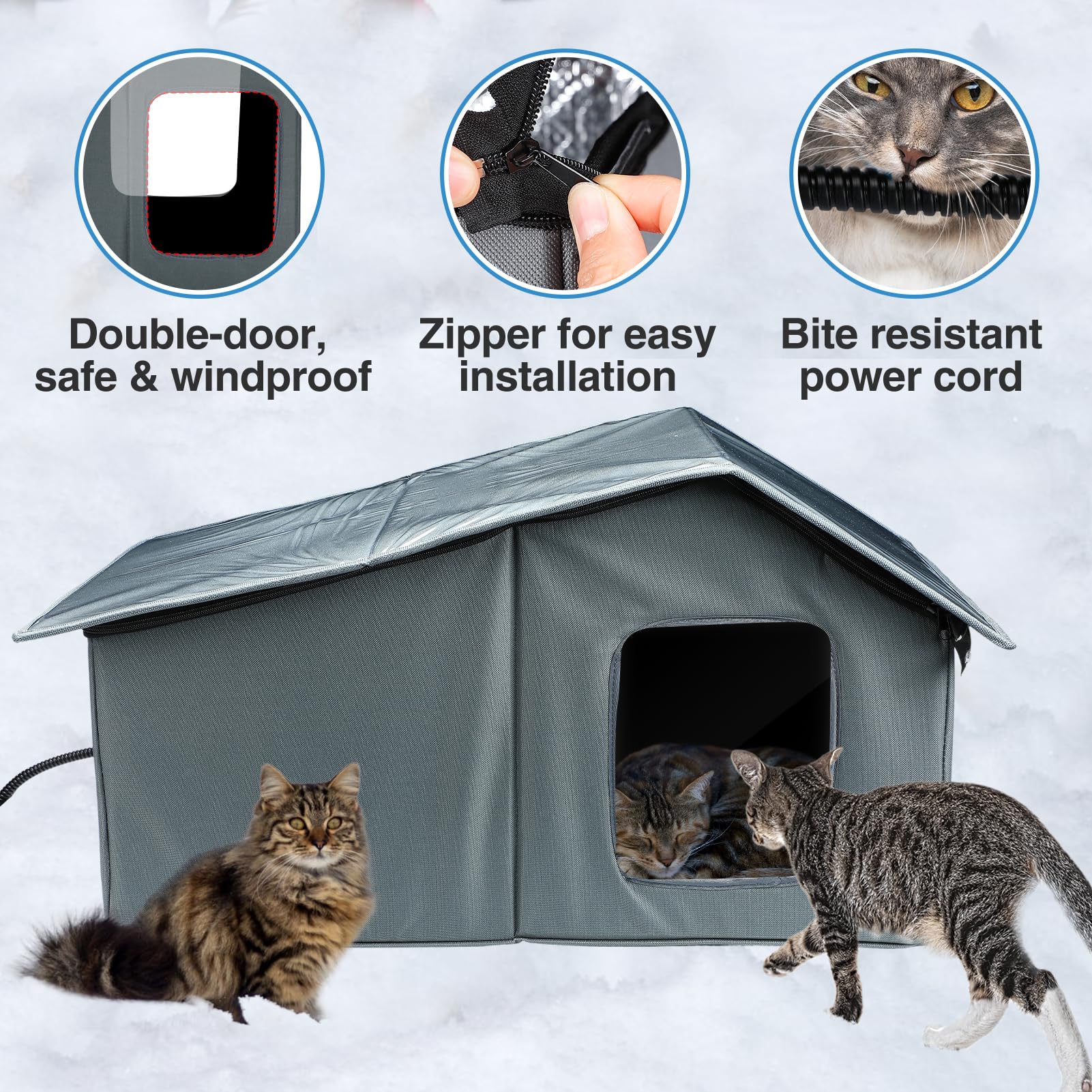 MEWTOGO large 2-3 cat shelter for shared cozy space.