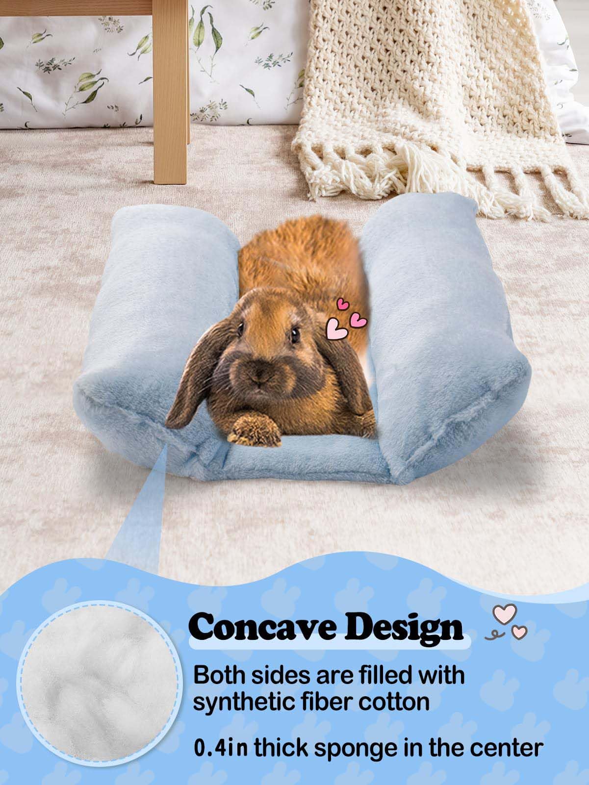 MEWTOGO rabbit bed versatile use adapts to cages, floors, or sofas for convenient lounging.