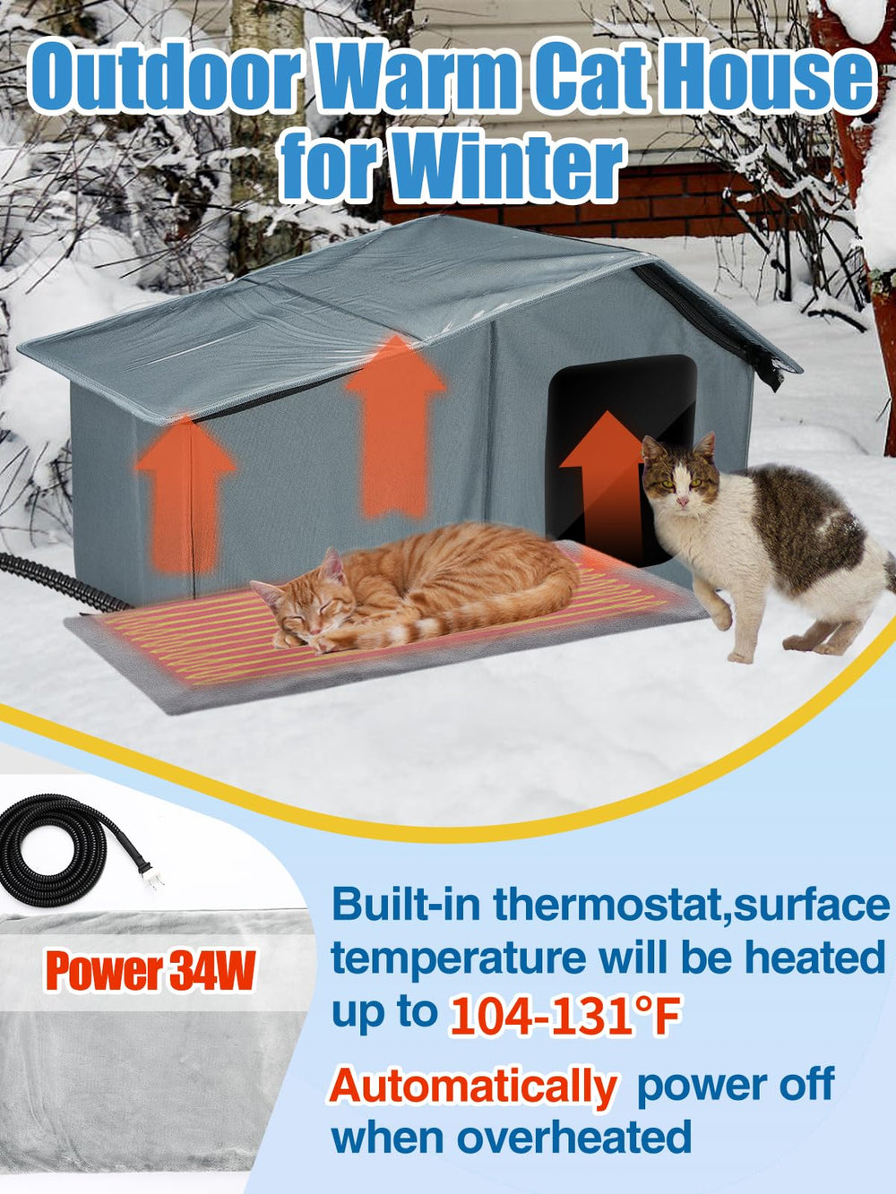 MEWTOGO easy-assembly cat house with tool-free setup.