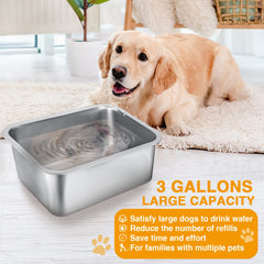 MEWTOGO stainless steel dog bowl highlighting rust-proof construction.