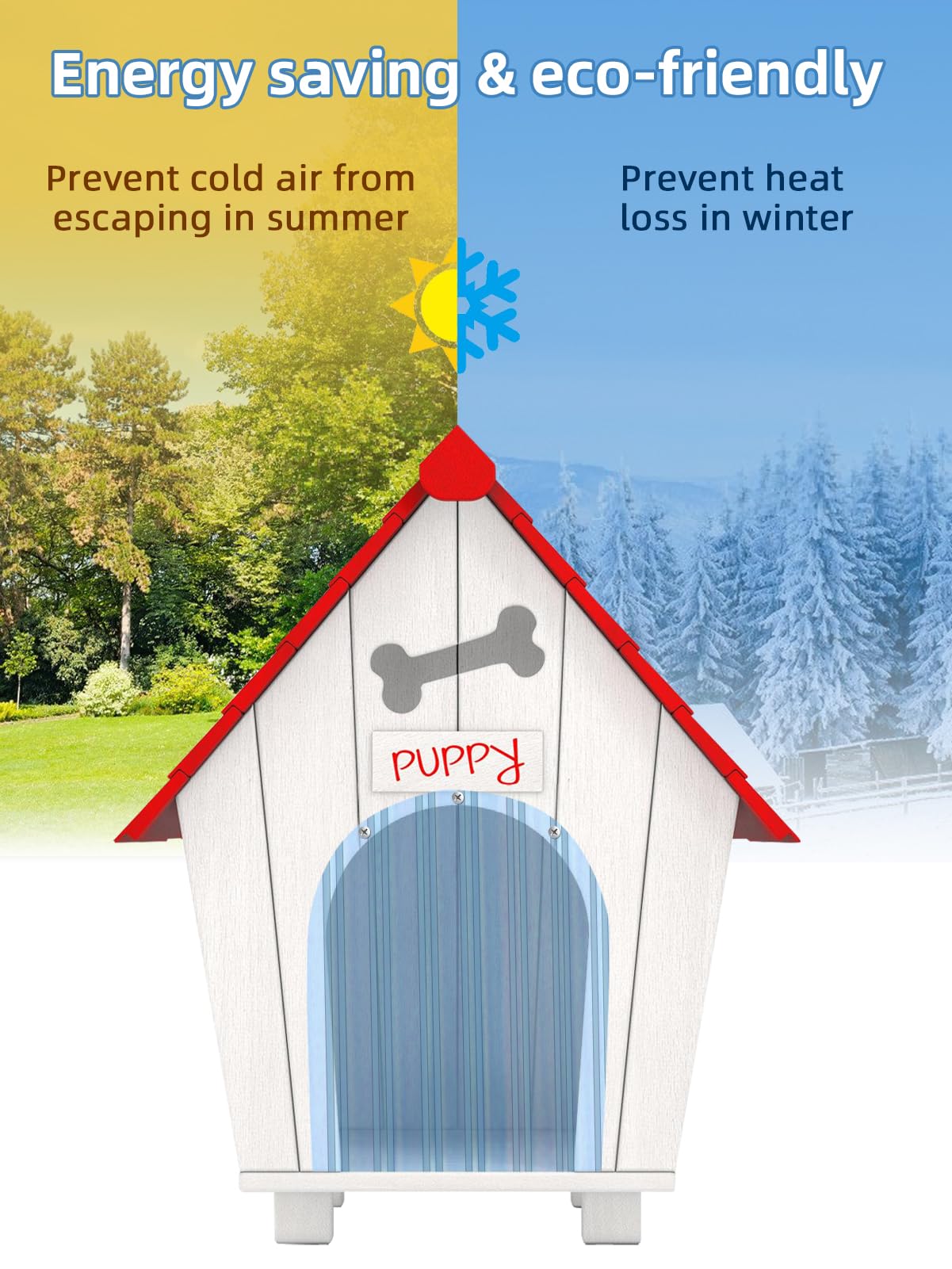 MEWTOGO translucent blue flap provides clear outdoor view for pets entering outside