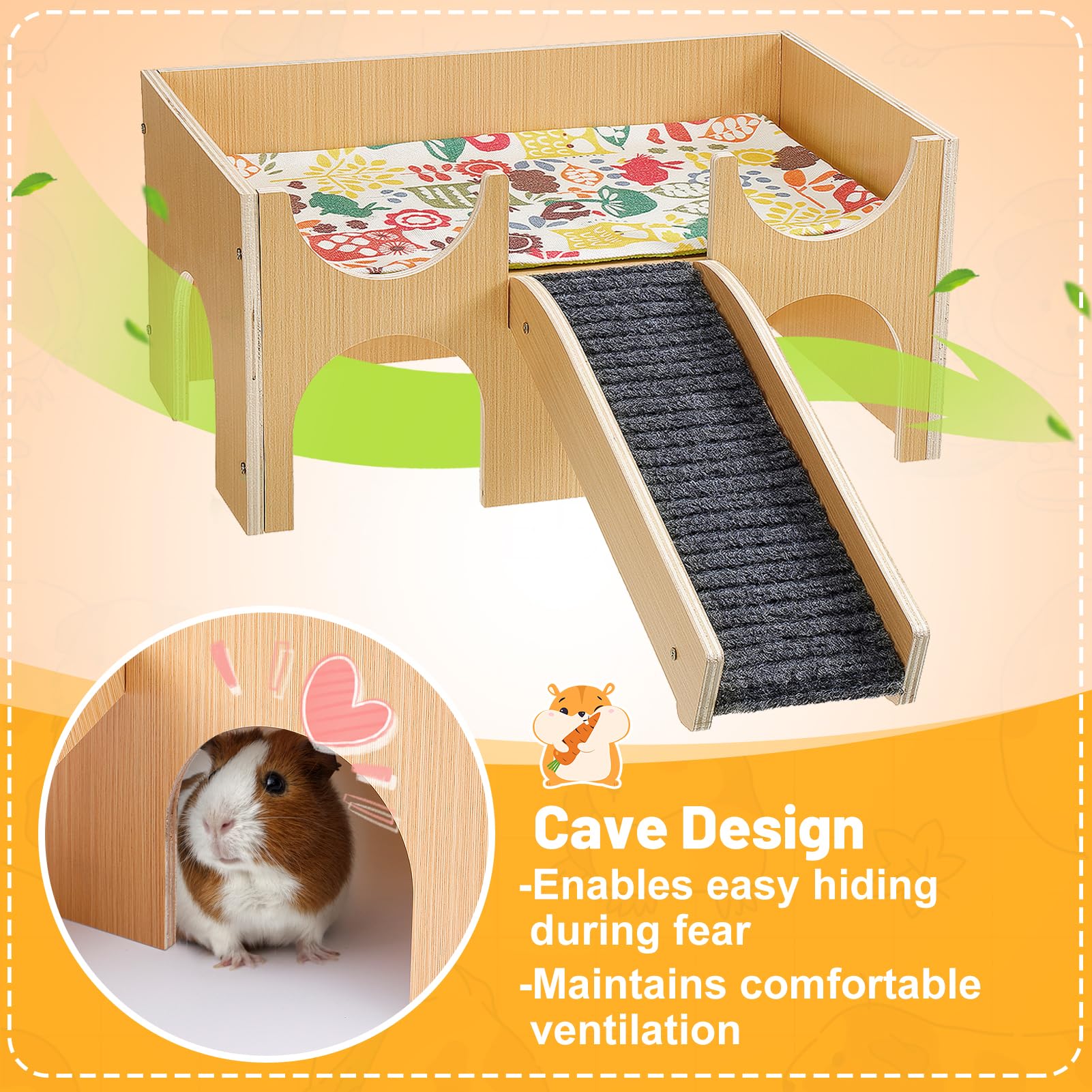 MEWTOGO guinea pig castle side caves provide cozy hideaways and airflow