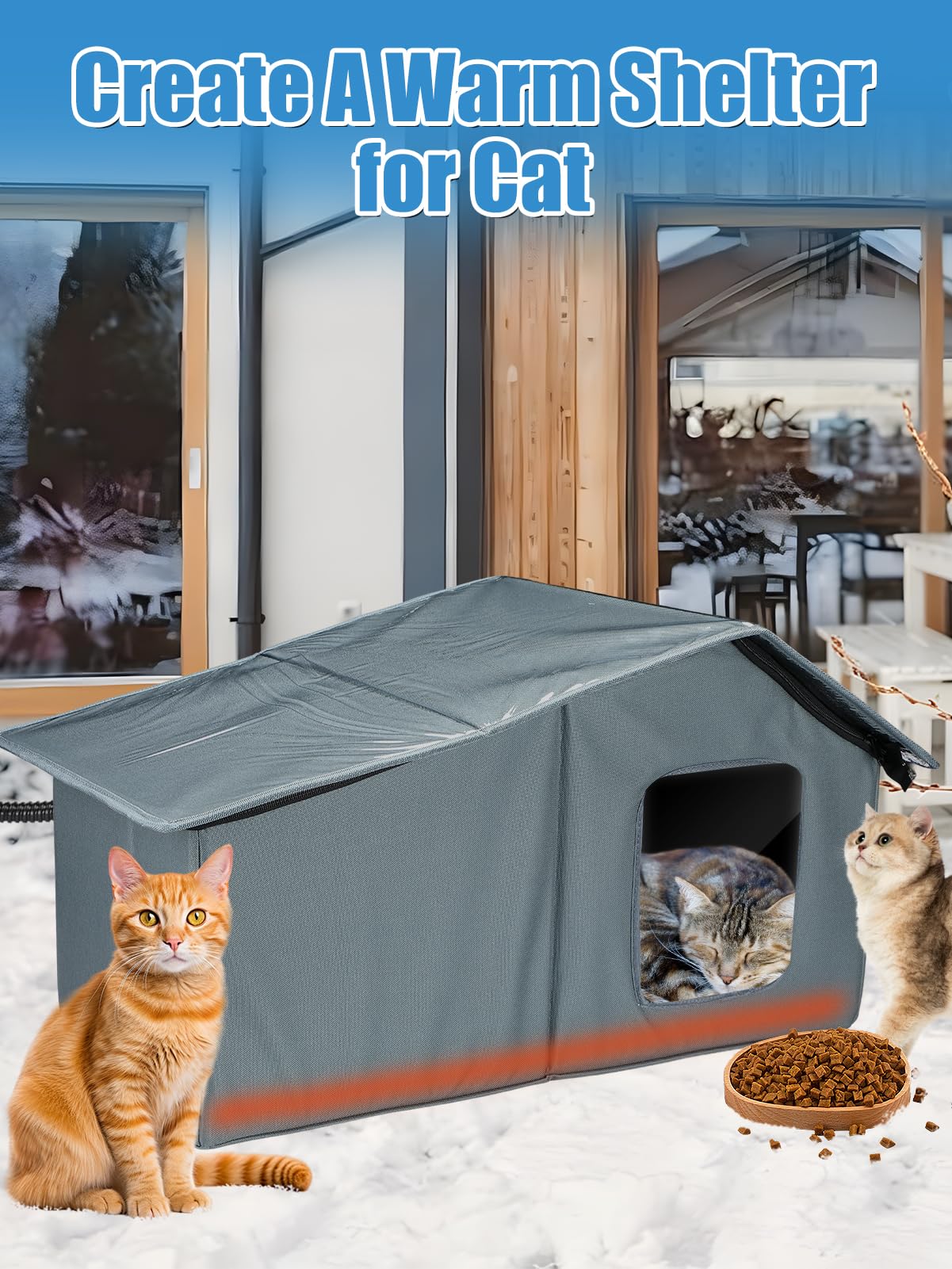 MEWTOGO waterproof PVC roof keeps rain out and pets dry.