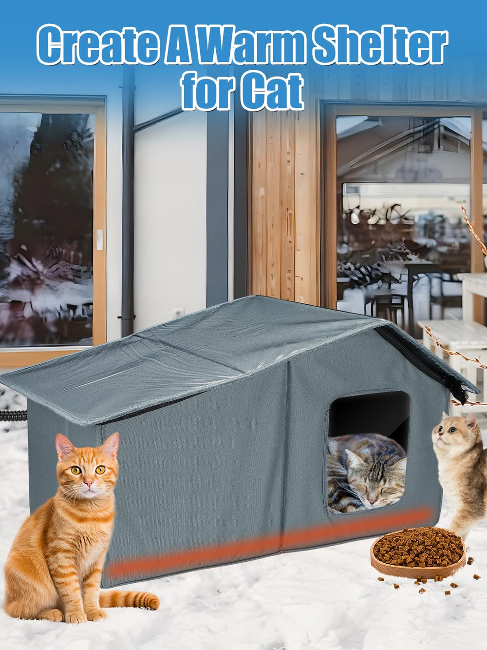 MEWTOGO waterproof PVC roof keeps rain out and pets dry.