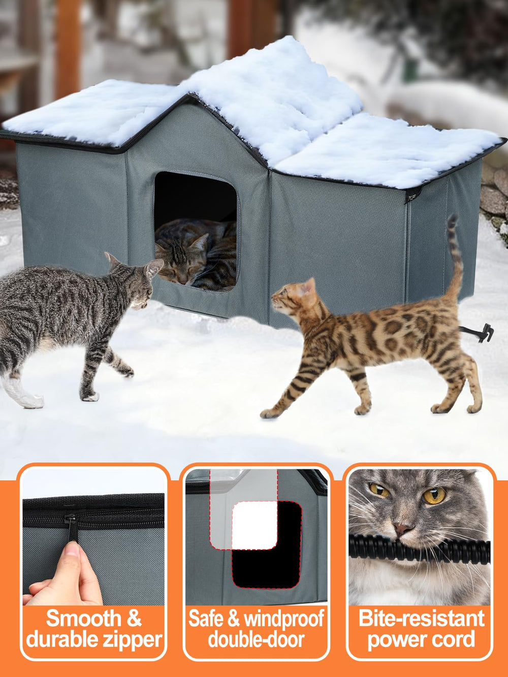 MEWTOGO large cat house dimensions 31.5 by 13.4 by 15.4 inches for 3-4 cats