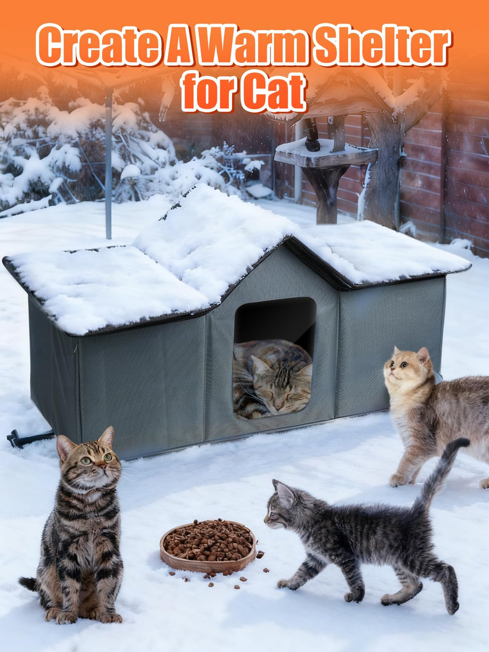 MEWTOGO season pad on cat house offering warm and cool sides for year-round use