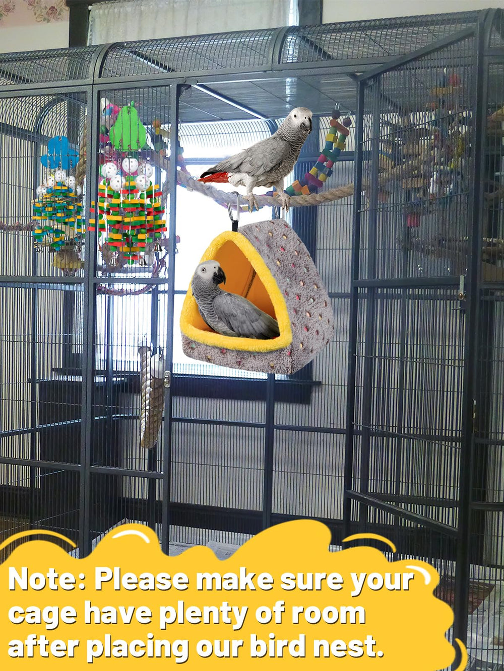 MEWTOGO yellow lining enhances warmth and inviting look inside the nest