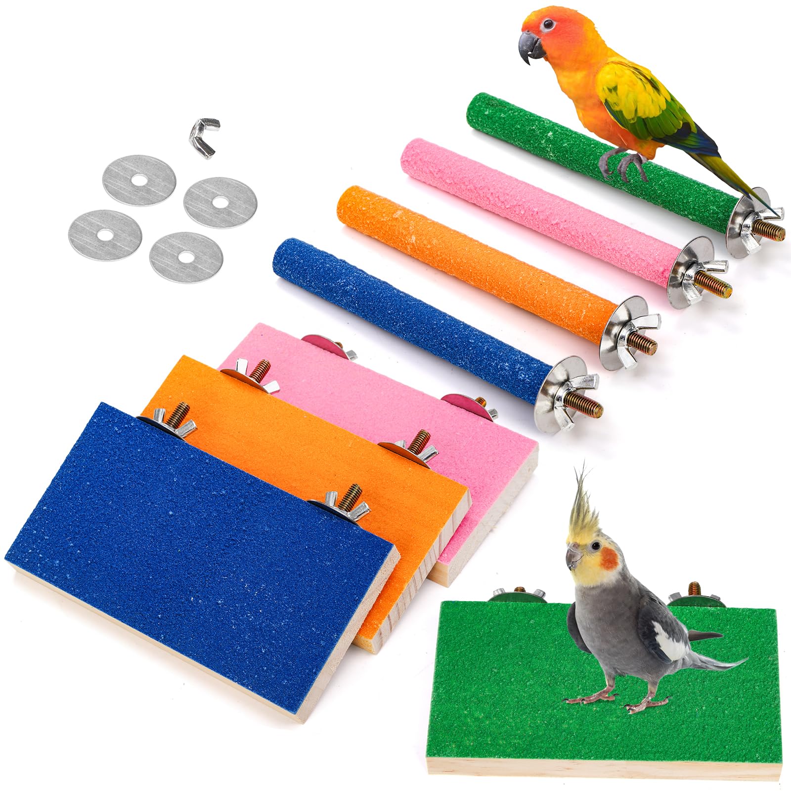 Mezchi 8 Pcs Bird Perch Stand Toy colorful sticks for engaging cage play