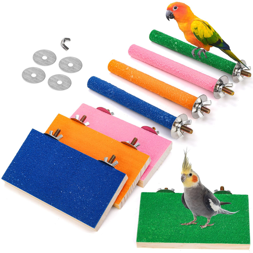 Mezchi 8 Pcs Bird Perch Stand Toy colorful sticks for engaging cage play