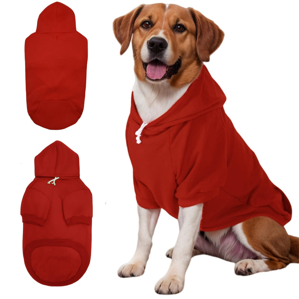 Mfiker large dog hoodie red front view for slip-on warmth during walks.