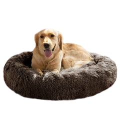MFOX Calming Dog Bed exterior in plush faux fur for cozy naps.