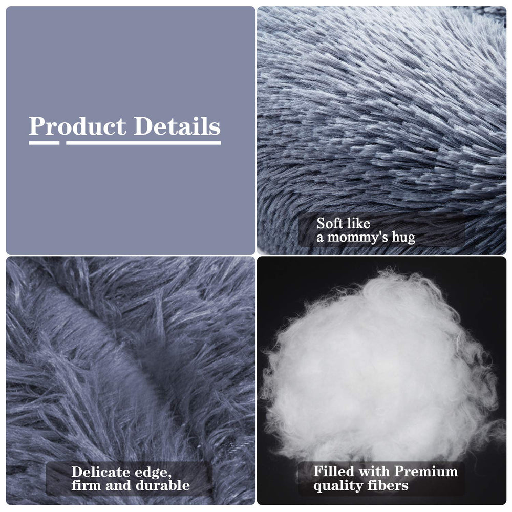 MFOX Calming Dog Bed faux fur close-up emphasizes plush comfort for relaxed naps.