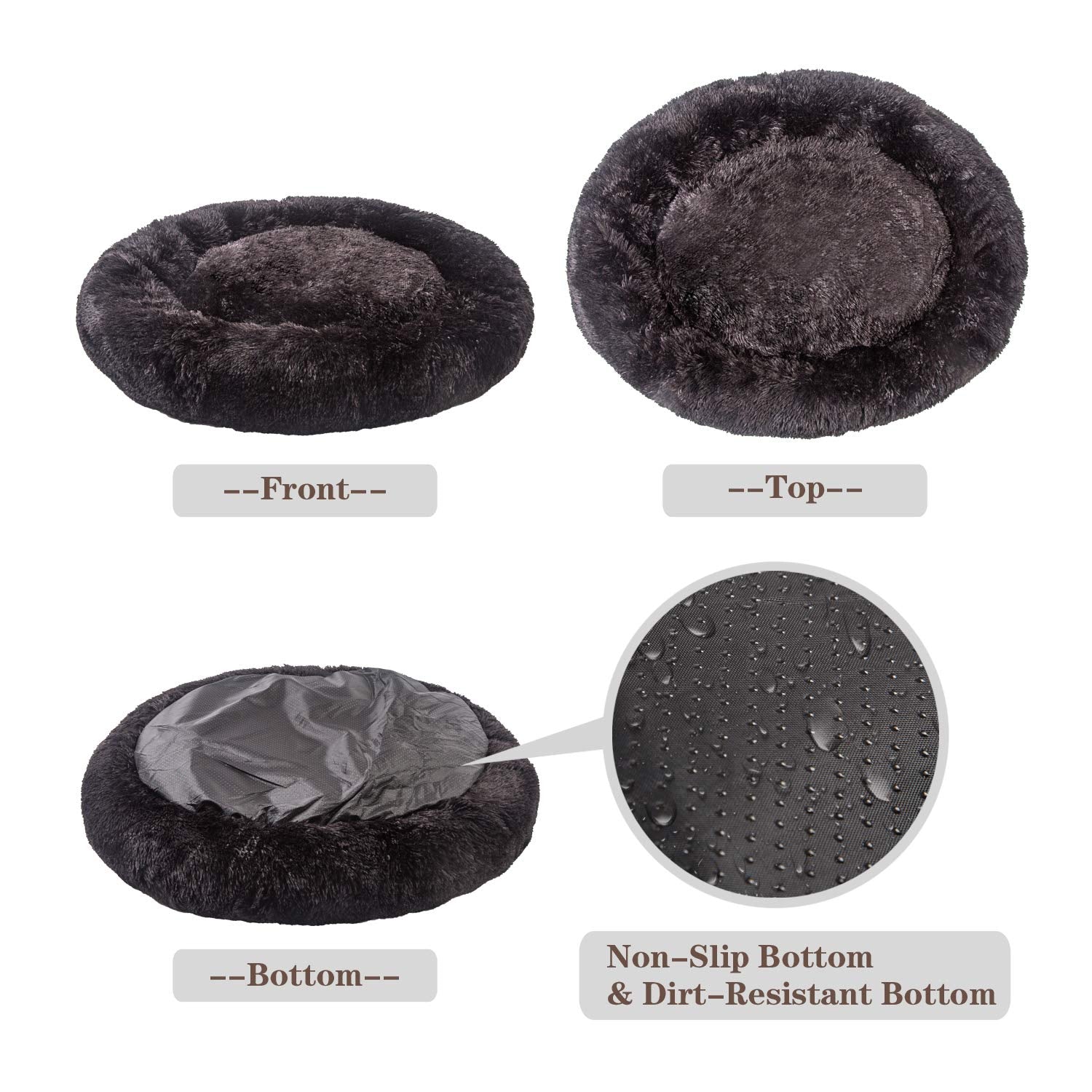 MFOX Calming Dog Bed faux fur texture reveals luxurious material for comforting naps