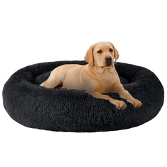 MFOX Calming Dog Bed front view with plush faux fur for cozy lounging