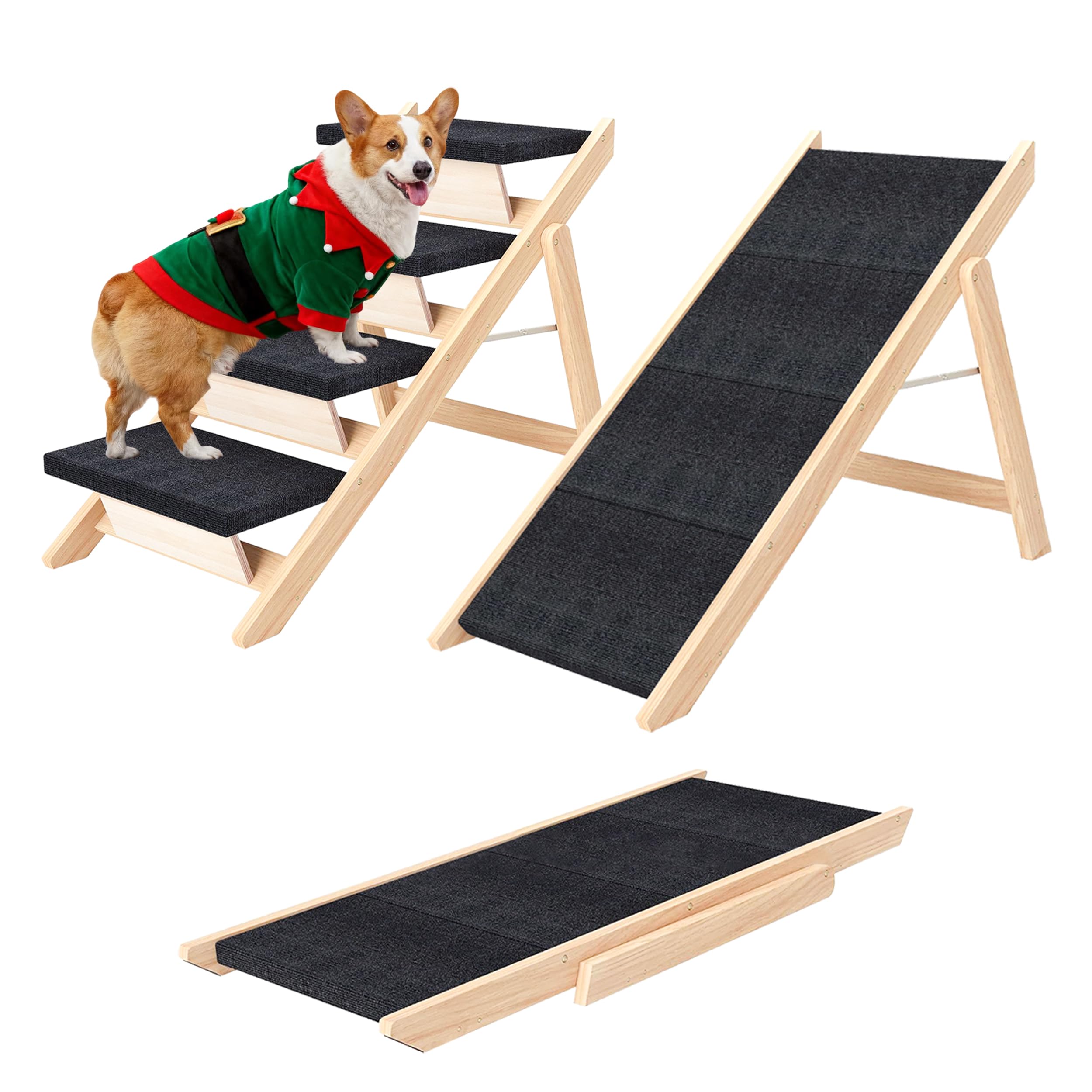MHL.CXG dog stairs bed-convertible design helps pets reach beds safely.