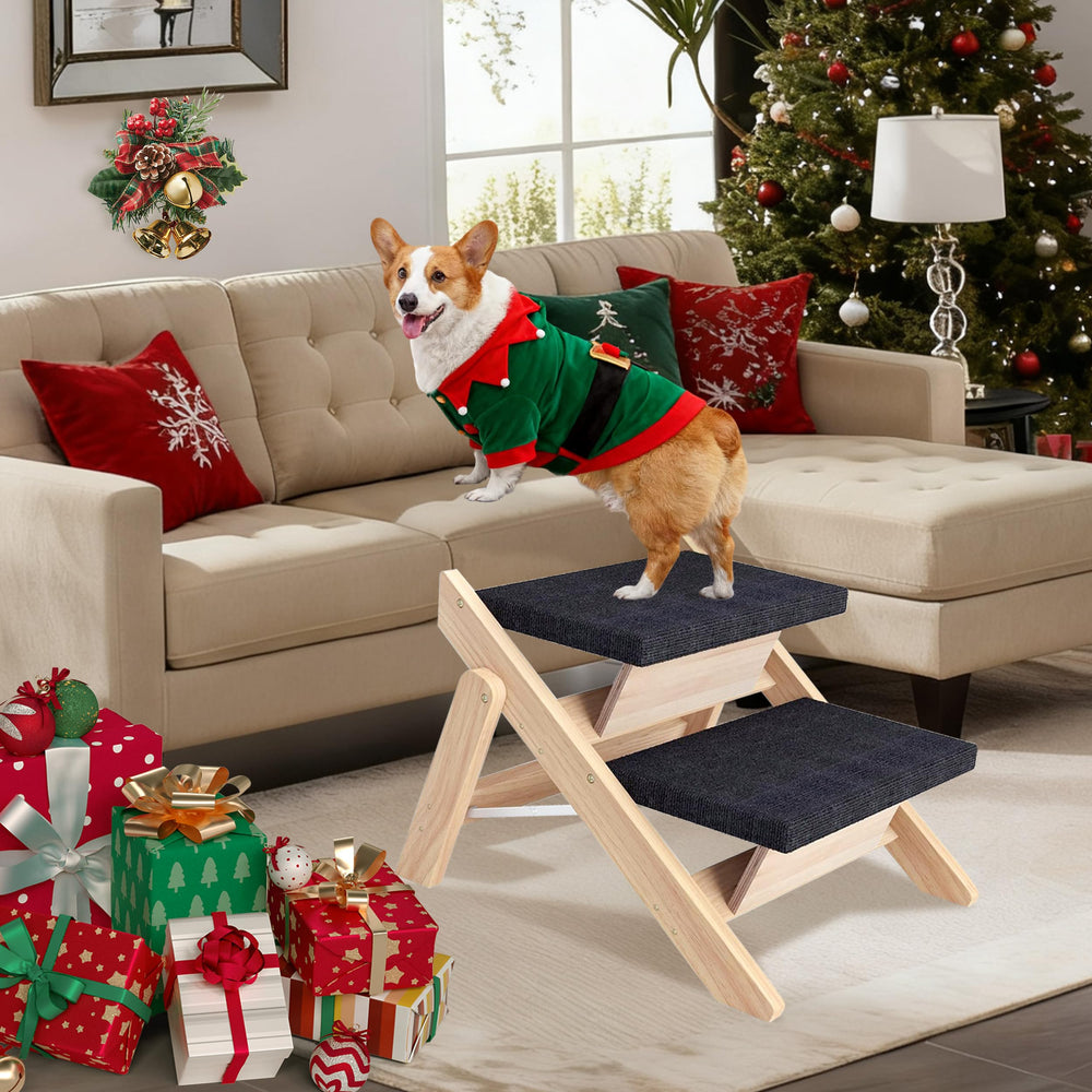 MHL.CXG dog stairs two-step design for low-height beds.